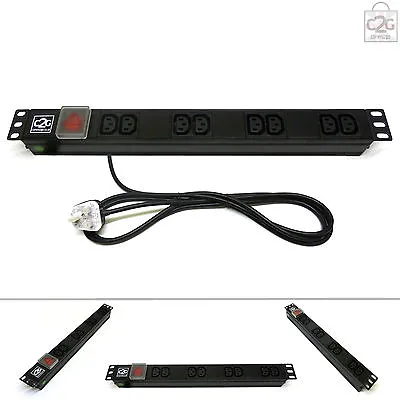 19  8 Way IEC Mains Power Distribution Strip Unit Extension C14 PDU Data Rack • £25.99