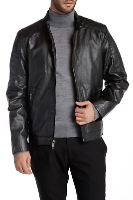 Andrew Marc New York Men's Leather Moto Biker Racer Jacket Black Size S • $99.99