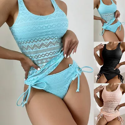 Women Ladies Tankini Set + Boy Shorts Padded Swimsuit Bathing Swim Costume Beach • £6.99