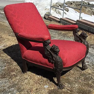 Oak Winged Griffin Arm Chair Attr. R.j. Horner • $2850