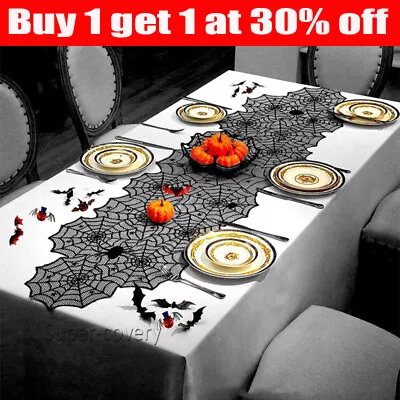 Halloween Table Cloth Fireplace Party Window Spider Web Cobweb Decoration UK • £3.92