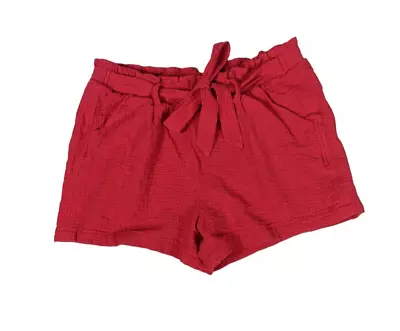 Knox Rose Sz L Women's Red Eyelet Lace Stretch Tie Waist Shorts • £5.78