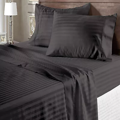 Select Bedding Set 800 Thread Count Egyptian Cotton Gray Striped US Sizes • $75.04