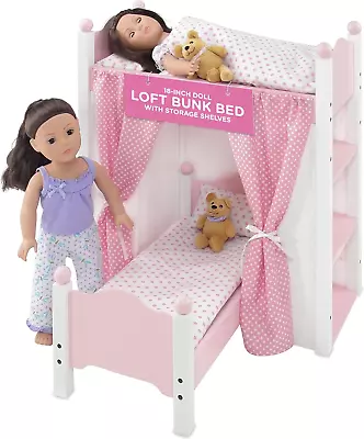 18  Doll Loft Bunk Bed Doll Beds For 18 Inch Dolls Baby Doll Bunkbed With Stor • $99.99