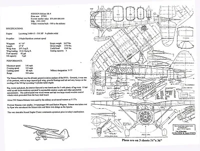 $30 • Buy 1/12 Scale Stinson SR9 Reliant (41 )  RC Plans,Templates And Instructions