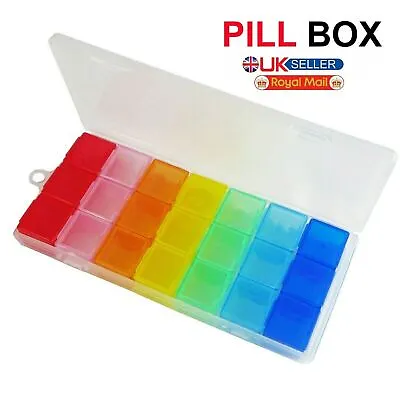 7 Day Large Pill Box Holder Tablet Container Organiser Dispenser Storage Vitamin • £3.99