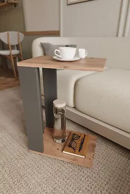 Rolling Side Table Wheeled C-Table Mobile Wooden Bedside Coffee Table • £34.90