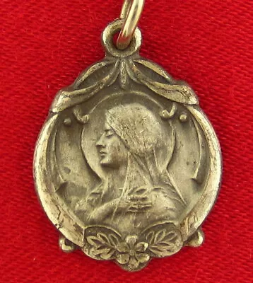 Vintage MARY Medal SACRED HEART OF JESUS Religious Catholic Medal Ornate • $11.99