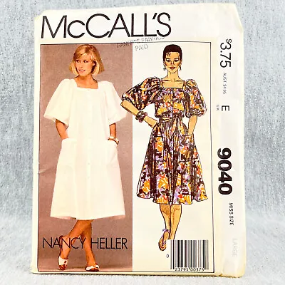 McCalls 9040 Plus Size Dress With Puff Sleeves Misses L 18 20 Sewing Pattern • $16.99