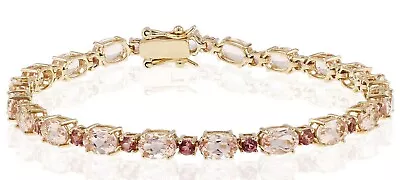 Oval 6X4MM Morganite With Garnet Bracelet Tennis Bracelet Women Bracelet Gifts • $143.99