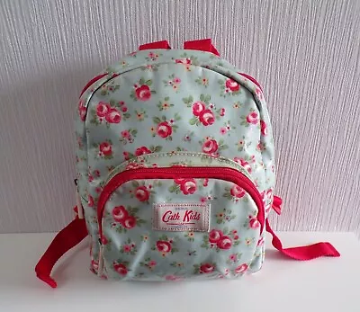 CATH Kids Blue Flowers Ditsy Rose Wipe Clean Cotton Pvc Oilcloth Backpack Bag • £7.50