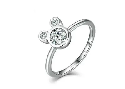 Disney Mickey Mouse Silver SP 1.0 Ct Cubic Zirconia Adjustable Ring • $8.99