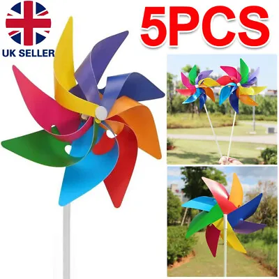 5PCS Garden Yard Party Windmill Wind Spinner DIY Ornaments Decoration Kid Toy • £4.99