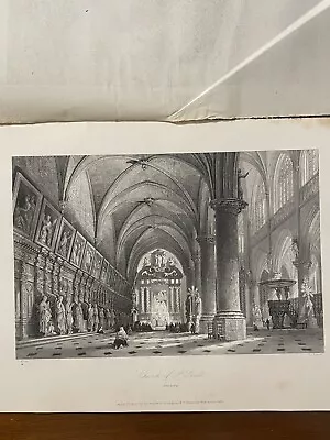 1840 Illustration Steel Stitch T.Allom Church Of St. Paul's Antwerp Belgium • $19.90