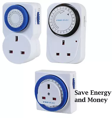 24 Hour Plug In Mechanical Timer Switch Analogue 3 Pin Adapter 3 Timer Variants • £45.95