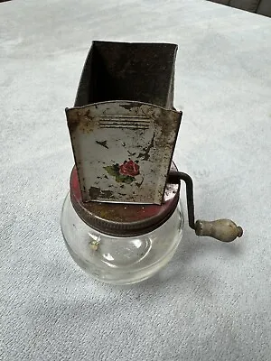 Vintage Antique Anchor Hocking Glass Nut Or Spice Grinder W/ Handle Works !! • $19