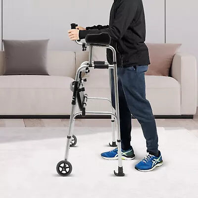 Elderly Foldable Walker Adjustable Walking Assist Equipped Wheels Upright Walker • £115.90