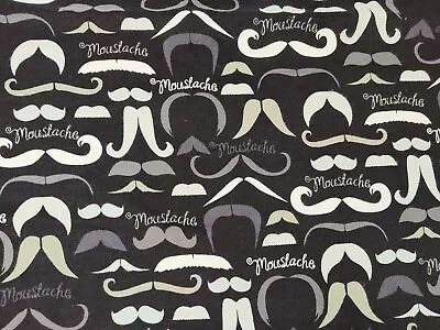 Moustache Cotton Flannel Joann Fabrics Black Gray 45 In. X 28 In. Sewing Craft • $6.50