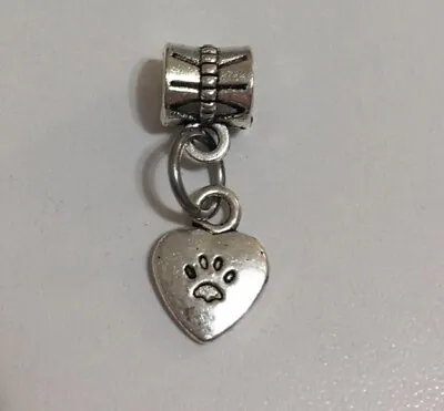 Cat Paw Love Word Heart Charm Slider Bead For Necklace/European Snake ￼Bracelets • $1.99