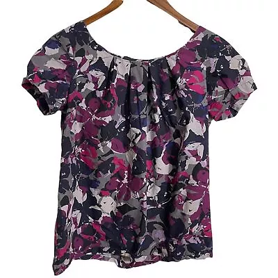 Thakoon For Target Womens Purple Abstract Floral Zip Back Puff Sleeve Blouse XS • $16.37