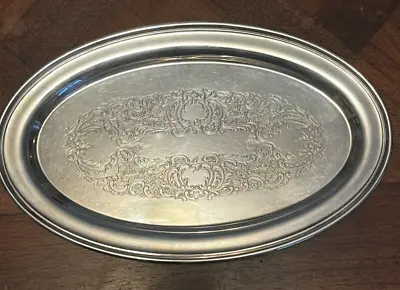 Vintage Bristol By Poole Silver-plate #110 Oval Tray Etched EPCA 11  X 7  • $15