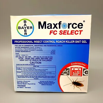 [4 X 30g Tubes] Bayer Maxforce FC Select Roach Bait Gel - Controls Roaches  • $34.99