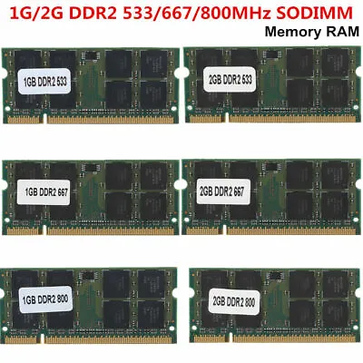 £3.56 • Buy 1G/2G DDR2 PC2-4200/5300/6400 533/667/800MHz 200pin SODIMM Laptop Memory RAM