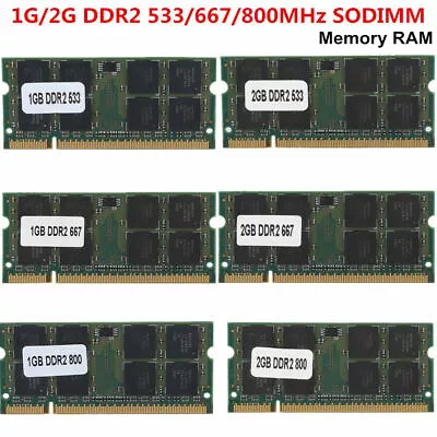 £6.26 • Buy 1G/2G DDR2 PC2-4200/5300/6400 533/667/800MHz 200pin SODIMM Laptop Memory RAM