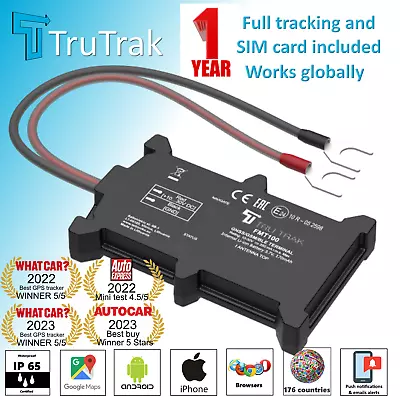 TruTrak GPS Tracking Device - Van Motorbike Caravan Car Tracker - 1 Year Bundle • £89.99