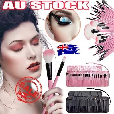 32PCS Professional Make Up Brushes Set Cosmetic Tool Kabuki Makeup+Luxury Bag TL • $22.46