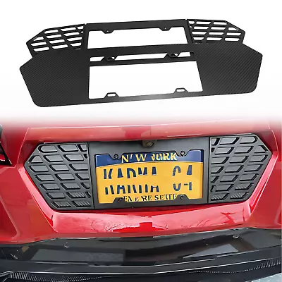 REAL CARBON FIBER FLASH Rear License Plate Filler Frame For 2020+ Corvette C8 • $138