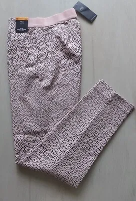 M&S Collection Women Slim Cropped High Rise POLKA DOTS Pink Mix Trousers Sz 10 • £17