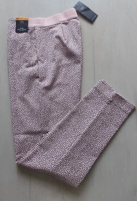 M&S Collection Women Slim Cropped High Rise POLKA DOTS Pink Mix Trousers Sz 10 • £17