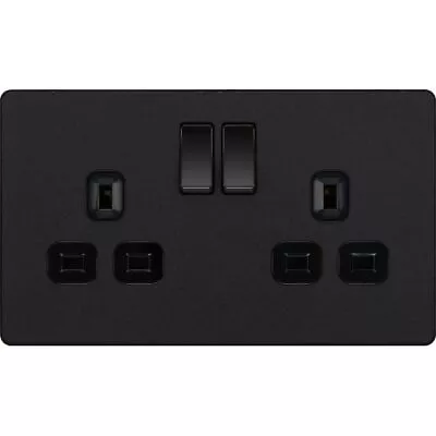 £10.61 • Buy BG Evolve PCDMB22B Matt Black 2 Gang 13A Switched Socket-Black Insert