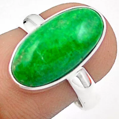 Hand Carved 6.05cts Solitaire Natural Green Maw Sit Sit Oval Ring Size 7 U12472 • $18.47