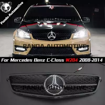 LED Piano Black AMG C63 Grille For Mercedes Benz C-Class W204 2008-14 C180 C300 • $129