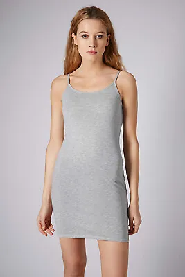 £3.29 • Buy TOPSHOP Womens Size 6 Strappy Cami Tunic Dress Gray Cotton Basic Layer NEW 750