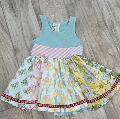 Matilda Jane Baby Girls 2T Flare Dress Pink Checks Blue Pencils Flowers • $24.35