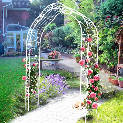 White Outdoor Metal Garden Arbor Arch Climbing Plants Bridal Wedding Hearts • $114.99