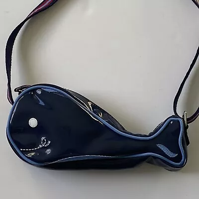 Gymboree Whale Purse Fish Two Tone Blue Vinyl Patent 2003 Zipper Adj Strap Girls • $22