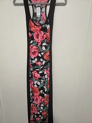 2b Bebe Maxi Dress NWT Size S Native Bloom- Cut Out Back • $18.70