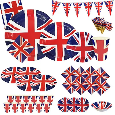 £13.99 • Buy UNION JACK TABLEWARE SET Paper Plates Cups Napkins King Charles Coronation Party