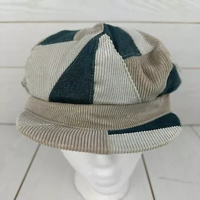 VTG Fair Weather Corduroy Color Block Newsboy Hat Size 58CM • $7