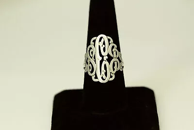 925 Sterling Silver Size 8 Monogrammed Cut Out  SCI  Ring 3.9 Grams (RIN8468) • $26.10