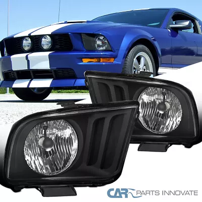 Fits 05-09 Ford Mustang GT Matte Black Headlights Replacement Head Lamps L+R L+R • $54.95