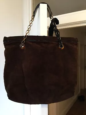 Lanvin Suede Amalia Tote Brown Tote Bag With Chain Hand Bag Made In Italy • £120