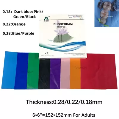 Dental Adult Endodontic Rubber Dam Sheet Natural Latex Medium Gauge 6x6  Sheets • $125.98