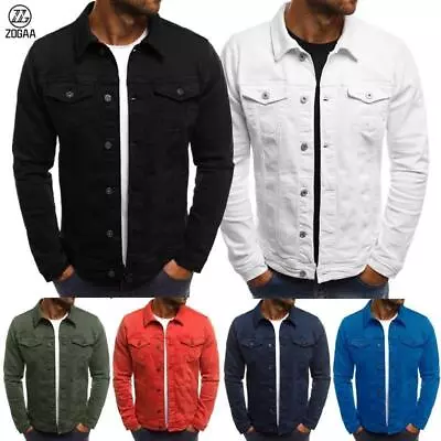 Men’s Premium Faded Denim Cotton Jean Button Up Slim Fit Jacket • $25.99