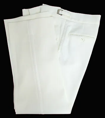 Men's Ivory Tuxedo Pants Adjustable Waist With Satin Stripe Machine Washable  • $9.95