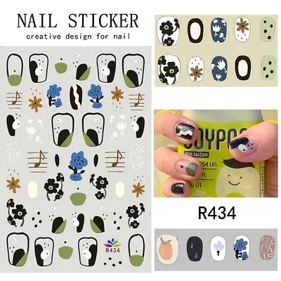 Music Note Flowers Skittle Polka Dots Tricolor 3D Nail Sticker 1520 • $2.76